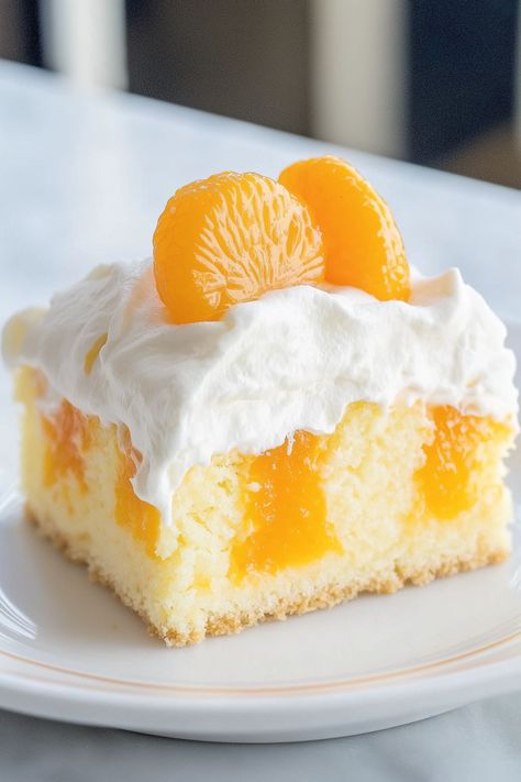 This orange poke cake is full of the creamsicle flavor you know and love! It's easy to make and guaranteed to be an instant hit. Orange Poke Cake, Orange Cake Recipe Easy, Orange Desserts, Orange Desert, Orange Stuff, Orange Dessert, Orange Cake Recipe, Cakes Frosting, Leftover Cake