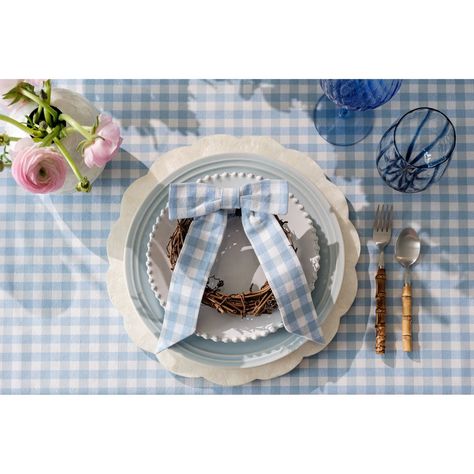 Enhance your spring decor and celebrate the season's change with our exclusive set of two Cailíní Coastal Gingham Bows. These versatile bows are perfect for a variety of uses — from turning napkins into stylish accents to adding a cute touch to wreaths, chair backs, and beyond. They're the ideal way to add a fun and pe Gingham Table Setting, Blue Gingham Wedding, Gingham Wedding, Gingham Decorations, Buffalo Check Tablecloth, Gingham Tablecloth, Country Bridal Shower, Blue Tablecloth, Easter Tablescapes