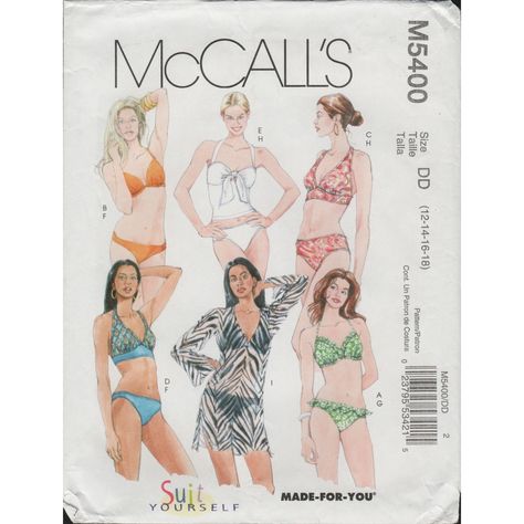 Swimsuit Pattern Sewing, Vintage Vogue Sewing Patterns, Mccalls Sewing Patterns, Bathing Suit Cover Up, Womens Sewing Patterns, Mccalls Patterns, Vintage Sewing Patterns, Halter Top, Sewing Pattern