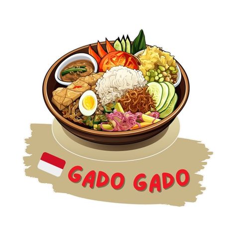 Check out this awesome 'Gado Gado %7C Indonesian food' design on @TeePublic! Gado Gado, Indonesian Cuisine, Food T, Peanut Sauce, Indonesian Food, Music Humor, Tempeh, Kids Stickers, Art References