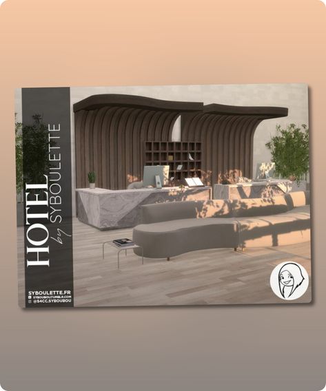 Sims 4 Furniture CC: Hotel SET By Syboulette Syboulette Sims 4, Sims 4 Furniture, Large Headboard, Furniture Cc, Sims 4 Cc Download, Lobby Reception, Hotel Door, Wall Mounted Desk, Luggage Trolley