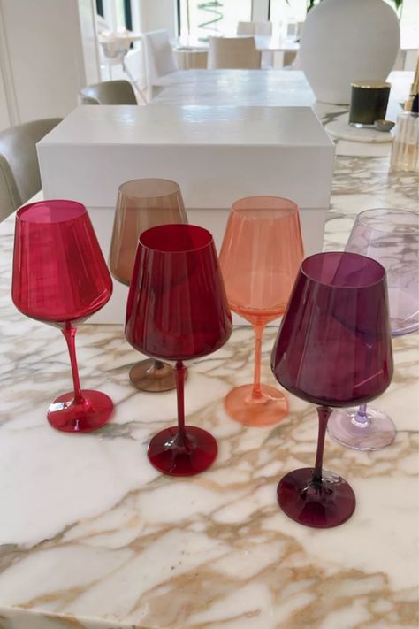 Estelle Colored Glass Stemmed Wine … curated on LTK Barbie Mansion, Colored Wine Glasses, House Aesthetic, Kitchen Ware, Apartment Decor Inspiration, Cute Kitchen, Glass Cups, Barbie Dream, Cute Home Decor