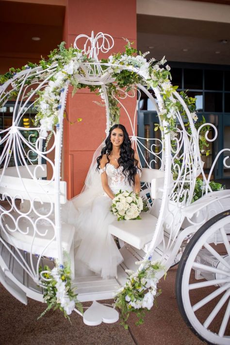 Fairytale Wedding | Kara and Nick at the WDW Swan and Dolphin Resort | Orlando Wedding Planners Just Marry! | PB&J Studios | Raining Roses | Disney Wedding | Outdoor Wedding | Elegant Wedding Ideas | Green and Gray Wedding Color Scheme | Winter Wedding | Central Florida Wedding Venue | Cinderella's Carriage | Bride | #Orlando #Disney #DisneySprings #Swan #wedding #outdoor #ceremony #reception #Cinderella #fairytale #bride Disney Winter Wedding, Cinderella Wedding Ideas, Cinderella Inspired Wedding, Dream Wedding Fairytale, Cinderella Aesthetic Wedding, Wedding Ideas Winter, Swan Wedding Theme, Cinderella Themed Wedding, Disney Wedding Ideas