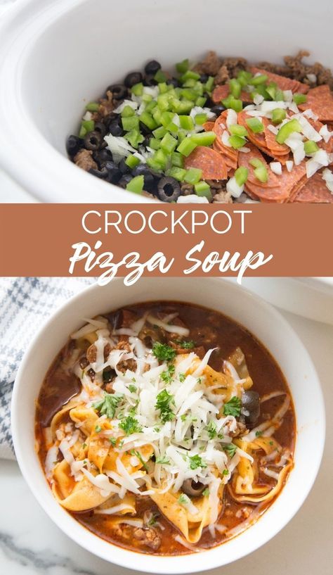 If you and your family love pizza then this Crockpot Pizza Soup offers a fantastic alternative to a traditional pizza, packing all the right amount of pizza flavors to satisfy any pizza cravings. via @familyfresh Pizza Soup Recipe Crock Pots, Pizza Soup Crockpot, Crockpot Pizza Soup, Pizza Soup Recipe, Crockpot Pizza, Crock Pot Tortellini, Crock Pot Pizza, Crockpot Soups, Pizza Soup