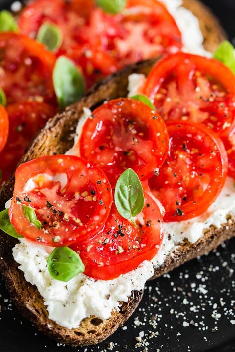 Ricotta Tomato Toast | Nutmeg Nanny Cheese And Tomato, Ricotta And Tomatoes, Ricotta Cheese Toast, Toast With Ricotta Cheese, Tomato Ricotta Sandwich, Ricotta Cheese On Toast, Sourdough Toast, Tomato Toast, Sourdough Toast Toppings