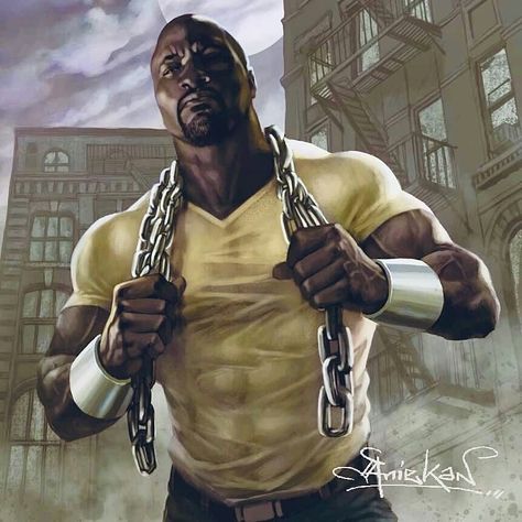 Power Man Marvel, Luke Cage Comics, Luke Cage Marvel, Iron Fist Marvel, Heroes For Hire, Marvel Statues, Eagle Wallpaper, Power Man, Black Comics