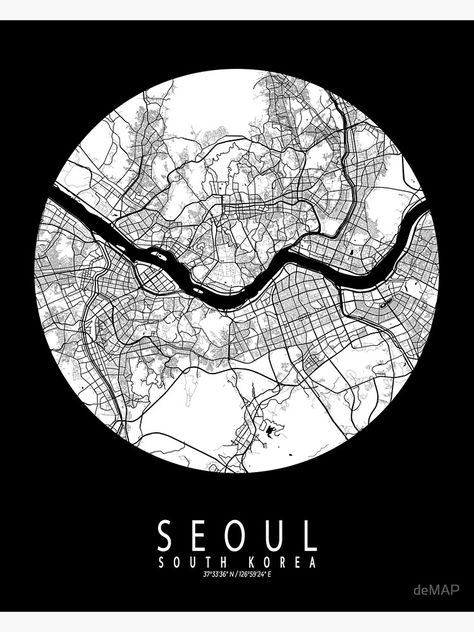 "Seoul City Map of South Korea - Full Moon" Poster by deMAP | Redbubble Map Of South Korea, Seoul Map, Korea Map, Moon City, Seoul City, Map Wallpaper, Moon Poster, Collage Template, Map Wall Art