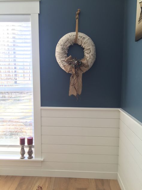 Adding shiplap chair rail height makes a simple beautiful statement in your dining room! Nursery Chair Rail, Shiplap Chair Rail, Chair Rail Wallpaper, Chair Rail Dining Room, Chair Rail Height, Dining Room Chair Rail, Table Woodworking, Basic Woodworking, Workshop Layout