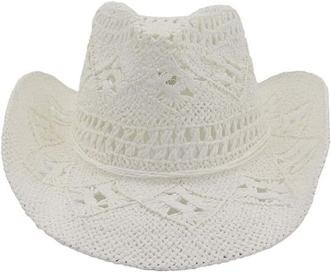 SIGOYI Women's Men's Cowboy Hat Cowgirl Hats Hollow Out Summer Sun Caps White : Amazon.co.uk: Fashion Paper Boy Hat, Cowboy Straw Hat, Fedora Hat Style, Mens Cowboy Hats, Mickey Mouse Ears Headband, Straw Cowboy Hat, Sun Cap, Cowgirl Hats, Simple Chic