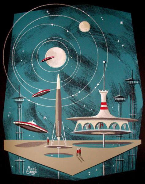 Space Age Art Retro Futurism Architecture, Retro Futurism Atompunk, 50s Space, Retro Futurism Aesthetic, Futurism Architecture, Space Age Art, Retro Futurism Art, Outer Space Crafts, Space Crafts For Kids