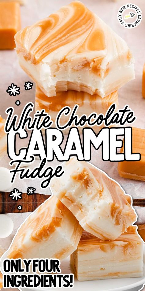 Chocolate Caramel Fudge Recipe, Fudge Desserts, Caramel Fudge Recipe, Fantastic Fudge, Church Desserts, Holiday Fudge Recipes, Chocolate Caramel Fudge, White Chocolate Fudge Recipes, White Chocolate Caramel