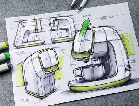 Marius Kindler on Instagram: “More countertop coffee machines.🤗 . . . . #inktober #sketchzone #coffee #sketch_arq #markersketch #sketching #ideation #instasketch…” Design Portfolio Layout, Bionic Design, Industrial Design Portfolio, Structural Drawing, Furniture Design Sketches, Prototype Design, Interior Design Sketches, Diy Ikea Hacks, Design Presentation