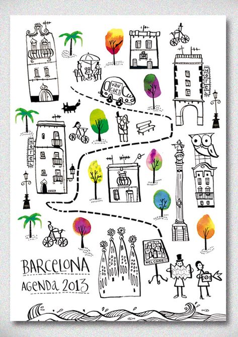 Doodle art: 50 great examples: Page 2 | Creative Bloq Barcelona Map Illustration, Travel Typography, Typography Drawing, Mental Map, Illustrated Maps, Illustration Travel, Sketch Note, Map Projects, Hand Drawn Map