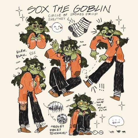 Gecko Dnd Character, Silly Dnd Characters, Cute Goblin Drawing, Goblin Accessories, Goblincore Character Design, Dnd Tinkerer, Dnd Goblin Character Design, Dnd Character Design Inspiration, Goblin Core Fashion