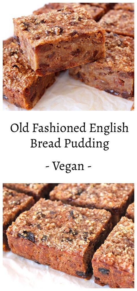 Old Fashioned English Bread Pudding (Dairy Free / Egg Free / Vegan) – Bit of the Good Stuff English Bread Pudding, Traditional Bread Pudding Recipe, Vegan Bread Pudding, Traditional Bread Pudding, English Bread, Old Fashioned Bread Pudding, Vegan Pudding, Green Cake, Dairy Free Eggs