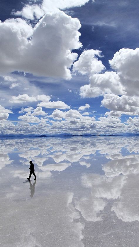 Nature Clouds Sky Reflection #iPhone #6 #plus #Wallpaper Salt Flat Bolivia, Cloud Landscape, Salt Flat, Web Images, White Clouds, Sky And Clouds, Beautiful Sky, Bolivia, Amazing Nature