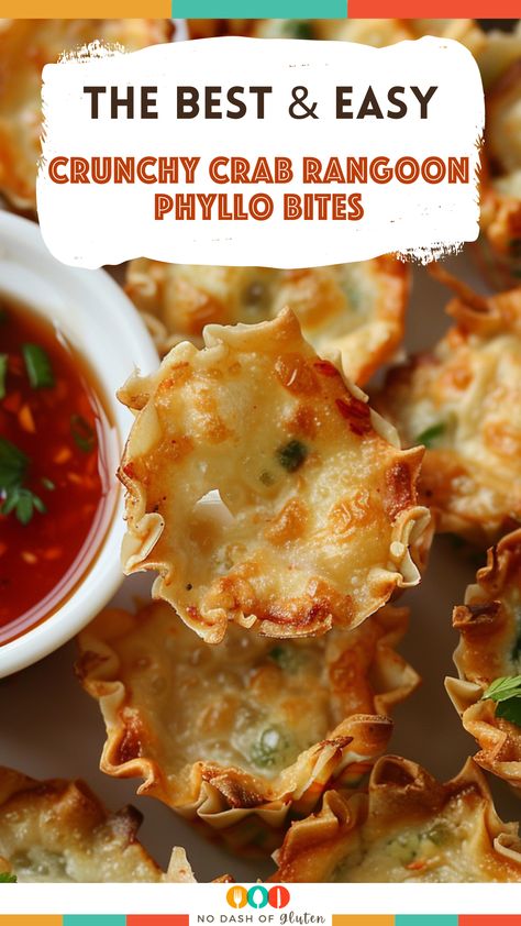 Crunchy Crab Rangoon Phyllo Bites Crab Pastry Puff, Puff Pastry Crab Rangoon, Crab Rangoon Cheesecake, Shrimp Phyllo Cup Appetizers, Filo Cups Appetizers, Phyllo Cup Appetizers Cream Cheese, Philo Shells Appetizer Recipes, Thanksgiving Phyllo Appetizers, Crab Rangoon Sushi Cups