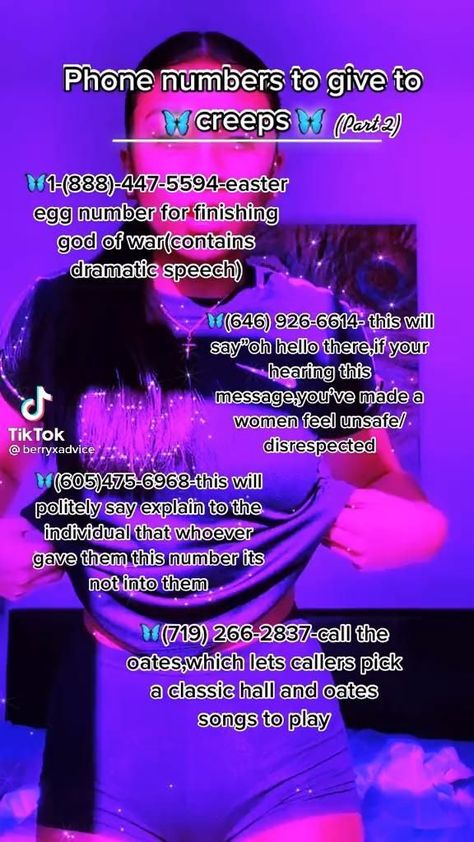 What To Say During It Tiktok, I Wanna Be The Reason You Tilt Your Phone, Fun Phone Numbers To Call, Baddie Comebacks For Fake Friends, Good Comebacks For Fake Friends, Numbers To Give To Creeps, Fake Numbers, Safety Hacks, Sarcasm Comebacks