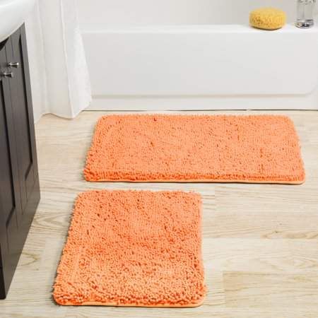 Burnt Orange Bathroom Rugs, Orange Bathroom Rug, Peach Bathroom, Chenille Bath Mat, Orange Bathroom, Bathroom Mat Sets, Orange Bathrooms, Bathroom Rugs And Mats, Bathroom Rugs Bath Mats