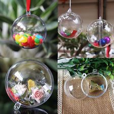 10X Clear Fillable Candy Box Christmas Bauble Xmas Tree Ball Ornament Decor 5CM Diy Christmas Baubles, Clear Plastic Ornaments, Christmas Snowflakes Decorations, Plastic Ball, Crystal Christmas Tree, Clear Ornaments, Navidad Diy, Xmas Tree Decorations, Plastic Crafts