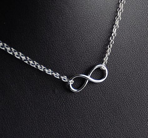 Sterling Double Chain Infinity Necklace Small, Eternity Dainty Infinity Sterling Jewelry Infinity Chain Necklaces, Real Silver Necklace, Italian Horn Necklace, Infinity Chain, Jewelry Product Shots, Silver Necklace Simple, Infinity Earrings, Infinity Pendant, Diy Bracelet Designs