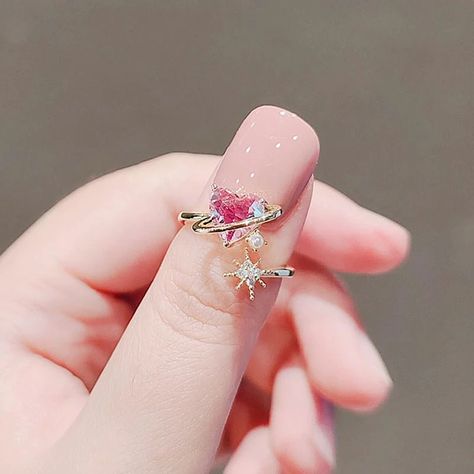 Diamond Birthstone Ring, Pink Heart Rings, Aesthetic Ring, Pink Zircon, Ring Case, Gold Heart Ring, Female Jewelry, Dainty Gold Rings, Princess Ring