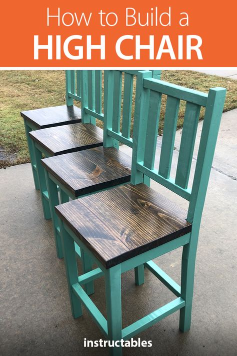 Kitchen Chairs Diy, Wood High Chairs, Diy Bar Stools, Chaise Haute Bar, Wood Chair Diy, High Chairs, Outdoor Furniture Decor, Diy Wood Projects Furniture, Diy Chair