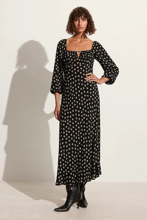 Fall Floral Dress, Fall Fashion Dresses, Midi Dress Fall, Voluminous Sleeves, Dresses Casual Fall, Georgette Dress, Maxi Dress Sale, Faithfull The Brand, Dress Crafts