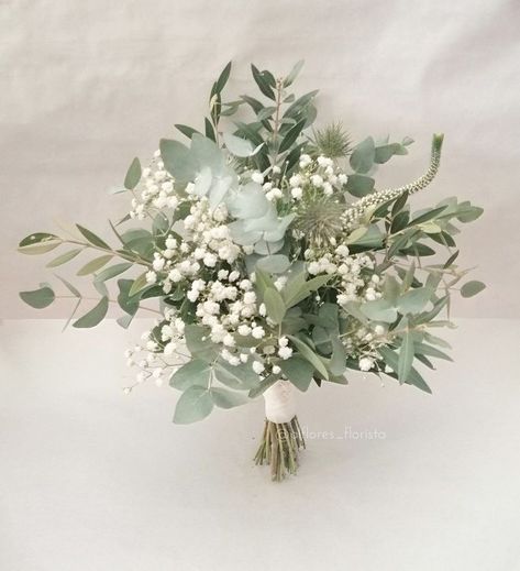 Bridal bouquets Natural Wedding Bouquet Simple, Bridesmaid Bouquet Eucalyptus White, Bridesmaids Greenery Bouquet, Rosemary And Eucalyptus Wedding, Wedding Bouquets Bridesmaids Simple, Bridesmaid Bouquet Vs Bride Bouquet, Greens Bouquet Wedding, Winter Wedding Bouquet Simple, White And Green Wedding Bouquet Eucalyptus