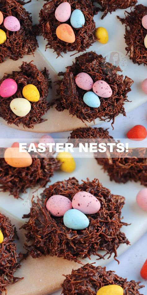 Easter Nests! - Jane's Patisserie Easter Treat Ideas, Easter Deserts, Chocolate Nests, Healthy Easter Recipes, Easter Cooking, Easter Food Crafts, Easter Party Food, Easy Easter Treats, Easy Easter Desserts