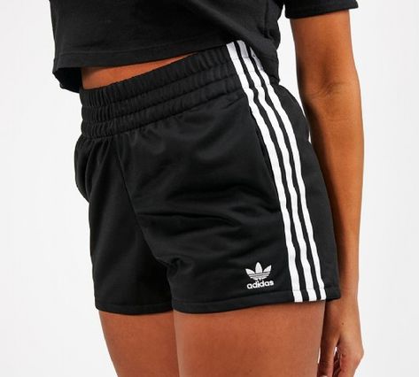 https://www.footasylum.com/women/womens-clothing/shorts/adidas-originals-womens-3-stripe-short-black-white-4033707/?src=froogle Adidas Shorts Women, Mom Denim, Streetwear Mode, Performance Leggings, Adidas Shorts, Sweatshirt Fabric, Women Essentials, Striped Leggings, Mom Shorts