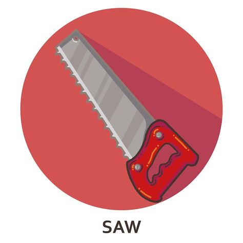 A red saw icon with the word saw on it | Premium Vector #Freepik #vector #saw #sawing #woodworking #cleaver Saw Illustration, Cartoon Picture, Cartoon Pics, Icon Illustration, Icon Set, Premium Vector, Graphic Resources, Woodworking, Red