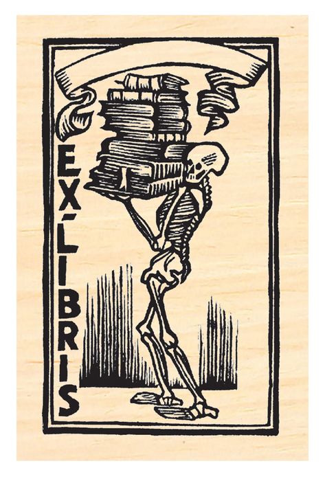 "This deep etched red rubber stamp is an Ex Libris stamp that you would write your own name in. Makes a great gift. Measures 2.4x1.5\" Wood mounted." Ex Libris Tattoo, Ex Libris Design, Ex Libris Design Ideas, Goth Lino Print, Woodcut Tarot, Ex Libris Vintage, Ex Libris Stamp, Ex Libris Linocut, Bookplate Design