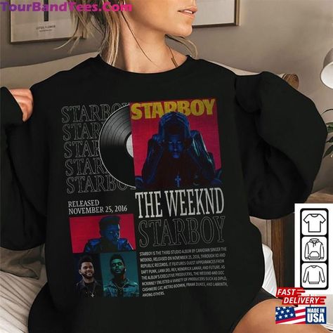 The Weeknd Vintage Bootleg Music Shirt Starboy Album Sweatshirts Unisex Hoodie Check more at https://tourbandtees.com/product/the-weeknd-vintage-bootleg-music-shirt-starboy-album-sweatshirts-unisex-hoodie/ Weeknd Music, 2023 Graphic, Starboy The Weeknd, Shirt Designs For Men, Formal Business, After Hours, The Weeknd, Quality T Shirts, Sweatshirt Hoodie