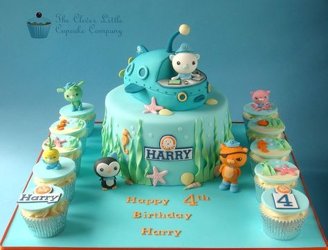 Celebration Cake Ideas, Octonauts Birthday Party Food, Octonauts Cake, Octonauts Birthday Party, Octonauts Party, 4th Birthday Cakes, Boy Cake, 3rd Birthday Cakes, Happy 4th Birthday