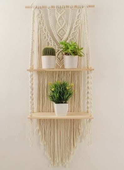 Macrame Wall Hanging Shelf, Wall Hanging Shelf, Macrame Shelf, Boho Macrame Wall Hanging, Rope Decor, Wall Hanging Shelves, Floating Plants, Bohemian Vibes, Wooden Boards