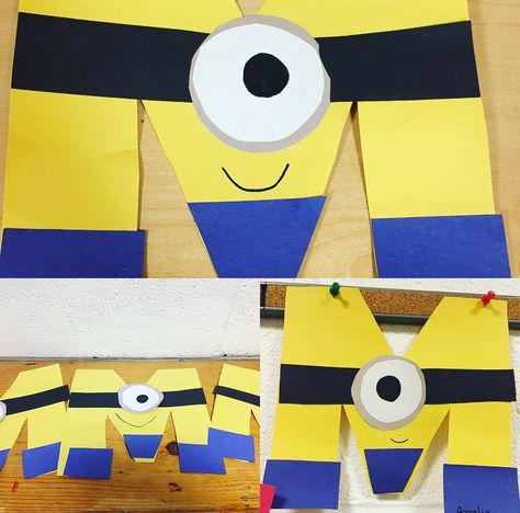 Minion "Letter M" Preschool Craft M Week Preschool, M Projects For Preschool, M Letter Crafts For Preschool, M Preschool Crafts, M Art Preschool, Crafts For Letter M Preschool, Letter M For Preschool, M Is For Minion Craft, Letter M Preschool Crafts