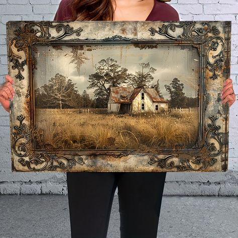 Faster shipping. Better service,Amazon,Tiktok,AliExpress Farmhouse Wall Art Living Room, Walnut House, Country Deco, Iod Moulds, Church Painting, Farm Wall Art, Academia Decor, Antique Booth, Wooden Painting