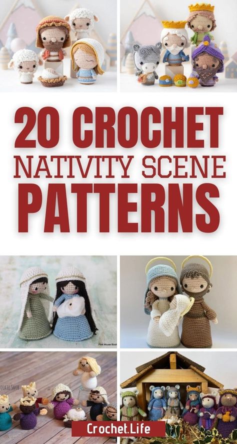 Crochet Nativity Wreath Free Pattern, Crochet Manger Nativity Sets Free, Christmas Crochet Nativity, Crochet Manger Nativity Sets, Nativity Amigurumi Free Pattern, Crochet Nativity Set Pattern, Crocheted Nativity Free Pattern, Nativity Scene Crochet, Crochet Amigurumi Nativity Free Pattern