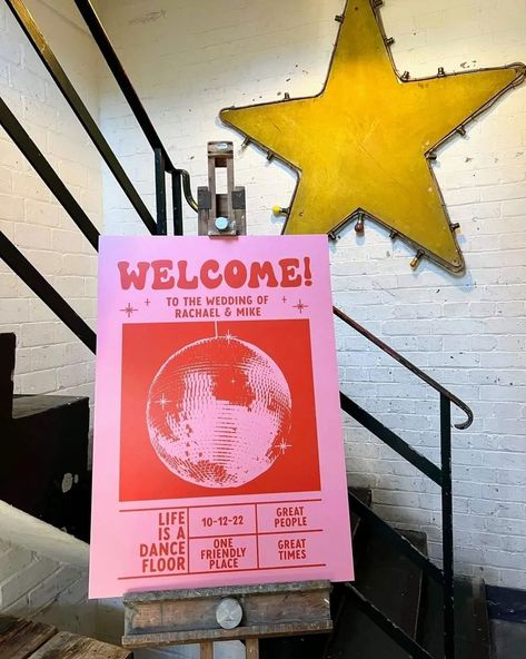 This is your 💥sign💥 to add some funky AF on-the-day signage to your wedding/event 🪩⚡ This couple wanted an eye catching welcome sign that… | Instagram Funky Wedding Welcome Sign, Fun Wedding Signage, Event Signage Design, Sicilian Wedding Theme, Booth Signage, Sicilian Wedding, Welcome Signage, Event Signs, Signage Ideas