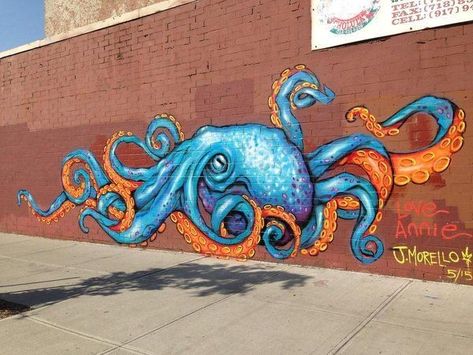 Octopus Mural, Octopus Painting, Octopus Tattoo Design, Octopus Wall Art, Octopus Art, Graffiti Murals, Murals Street Art, Graffiti Wall Art, Graffiti Wall