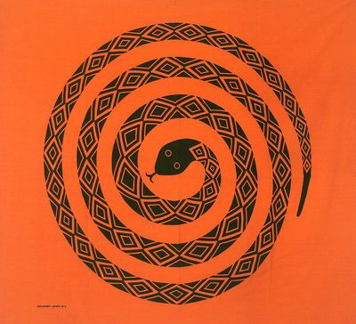 Collection of Alexander Girard - IDEALFORMS Alexander Girard, Lino Art, Snake Art, Head Tattoos, Indian Folk Art, Orange Aesthetic, Tattoo Flash Art, Snake Tattoo, Nature Tattoos