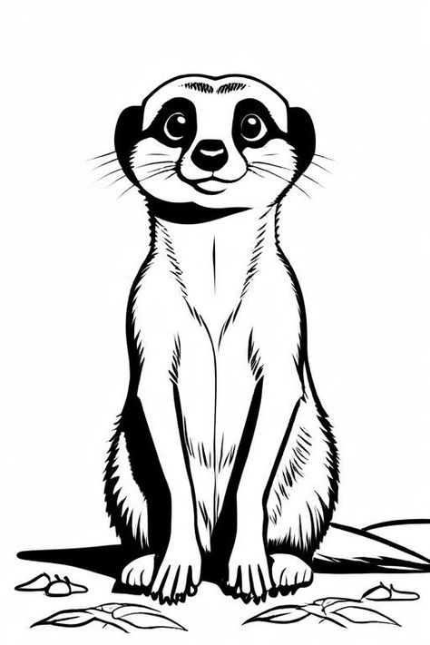 Meerkat Coloring Page 2 for Kids Meerkat Sketch, Meerkat Tattoo, Meerkat Drawing, Grandma Camp, Giraffe Coloring Pages, Cup Painting, Vegetable Animals, Africa Tattoos, Owl Coloring Pages