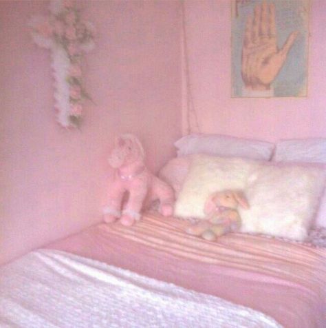 Pink, Animals, Bedroom, Childhood Room, Pink Bedroom, My Childhood, Stuffed Animals, Bed, White