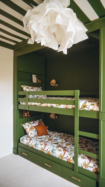 my fav Ikea hack to date - DIY of the Mydal bunkbeds with the striped ceiling - the kids love this room Ikea Mydal Bunk Bed Painted, Bunk Bed Spare Room, Mydal Ikea Ideas, Bunkbed Boys Room Ideas, Bunkbed Bedroom Ideas, Mydal Bunk Bed Hack, Ikea Mydal Bunk Bed Hack, Bunk Bed Ikea, Boys Bunkbed Bedroom Ideas