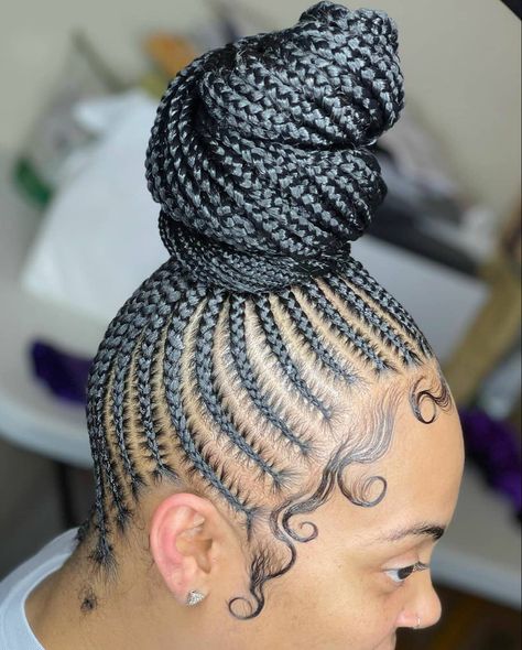 Shuku Styles, African Braided Hairstyles, Ghana Weaving Styles, Cornrow Updo Hairstyles, Pineapple Hairstyle, Weaving Styles, Black Kids Braids Hairstyles, Cornrow Ponytail, Cornrows Braids For Black Women