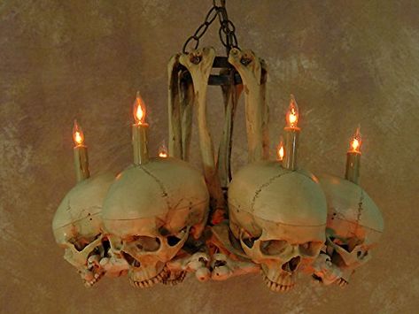 Skull Chandelier, Halloween Chandelier, Dead Can Dance, Seasonal Wall Decor, Hip Bone, Human Skeleton, Wall Outlet, Metal Chandelier, Skull Decor