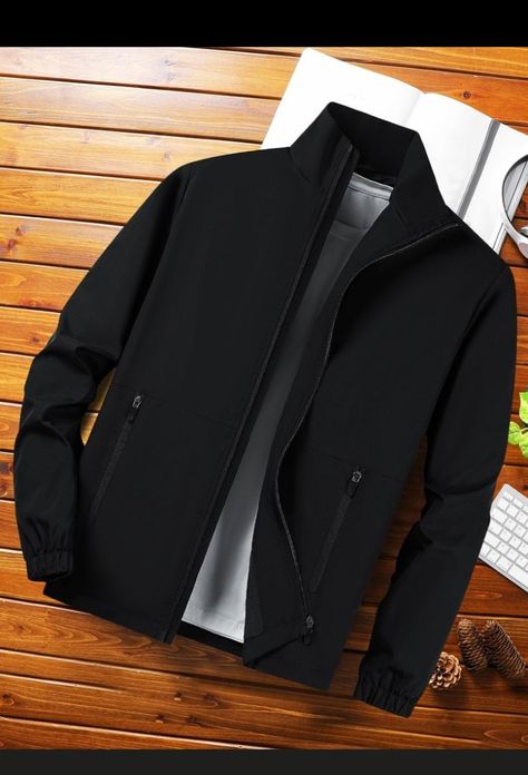 Jackets Men Fashion Casual, Fashion Outfits Guys, Shein Outfits For Men, Black Jacket Outfit Mens, Men Black Jacket, Black Jacket Men, Casual Jacket Men, Cool Jackets For Men, Men Outerwear