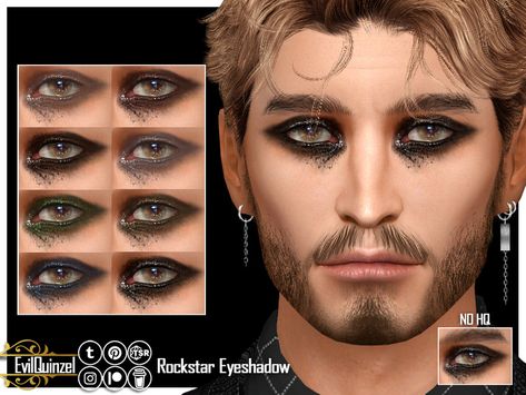 Rockstar Sims 4 Cc, Rockstar Eyeshadow, Sims 4 Rockstar Cc, Eyeshadow 2023, Sims 4 Punk, Sims 4 Eyeshadow, Rockstar Look, Sims4 Mod, Sims 4 Tattoos