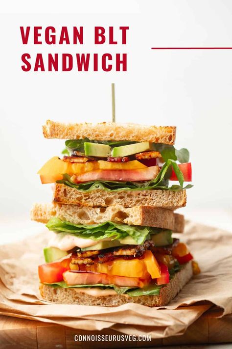 Vegan Blt, Vegan Blt Sandwich, Vegetarian Brunch, Wraps Recipes, Vegan Sandwiches, Tempeh Bacon, Tempeh Recipes, Sriracha Mayo, Blt Sandwich